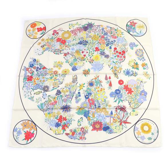 HERMES Authentic Black Silk Scarf